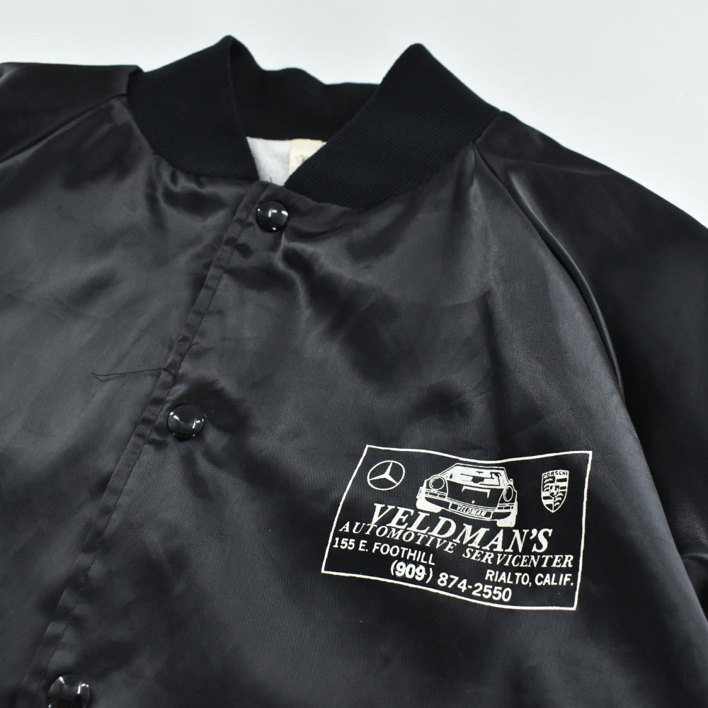90’s Auburn Sportswear オーバーン VELDMAN’S ポルシェ ベンツ 企業 サテンジャケット ブラック USA製