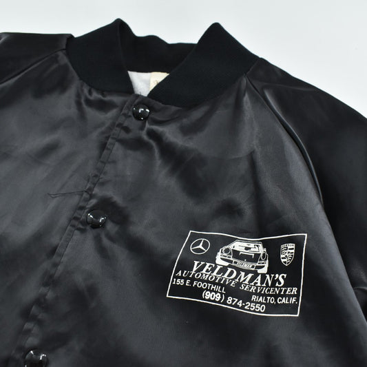 90’s Auburn Sportswear オーバーン VELDMAN’S ポルシェ ベンツ 企業 サテンジャケット ブラック USA製