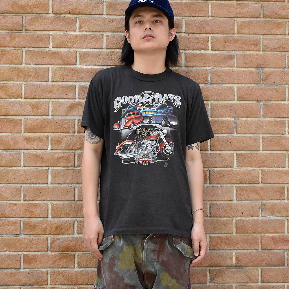 80's Harley Davidson 3D EMBLEM “Harley×Car” Tシャツ USA製 240726H