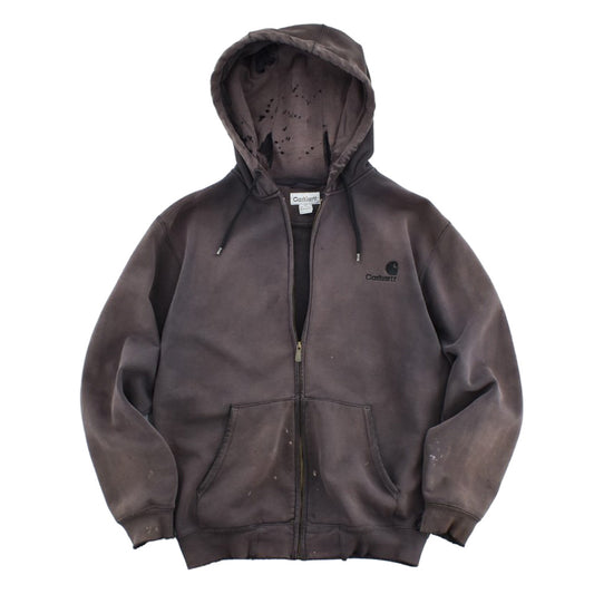 Y2K Carhartt 刺繍ロゴ "鬼フェード＆BORO" ジップパーカー  260616H