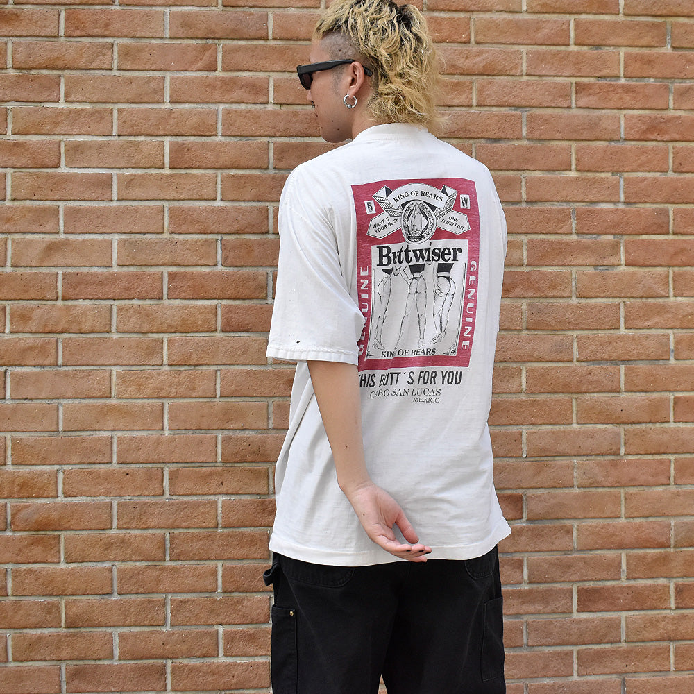 90's ペンキ！ バドワイザーパロディ！“Buttwiser“ Tシャツ 240813H