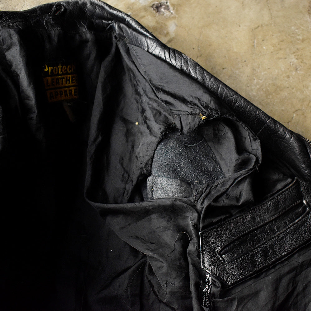 80's～ ハンドペイント！ PROTECH LEATHER APPAREL ライダース レザージャケット 240318H