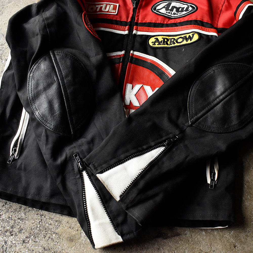 90's Real Leather “Lucky Strike” モーターサイクル レーシングジャケット 240314H