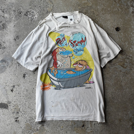 90’s ボロ! “The Ren and Stimpy Show“ 海外アニメ キャラ Tシャツ USA製 250828H