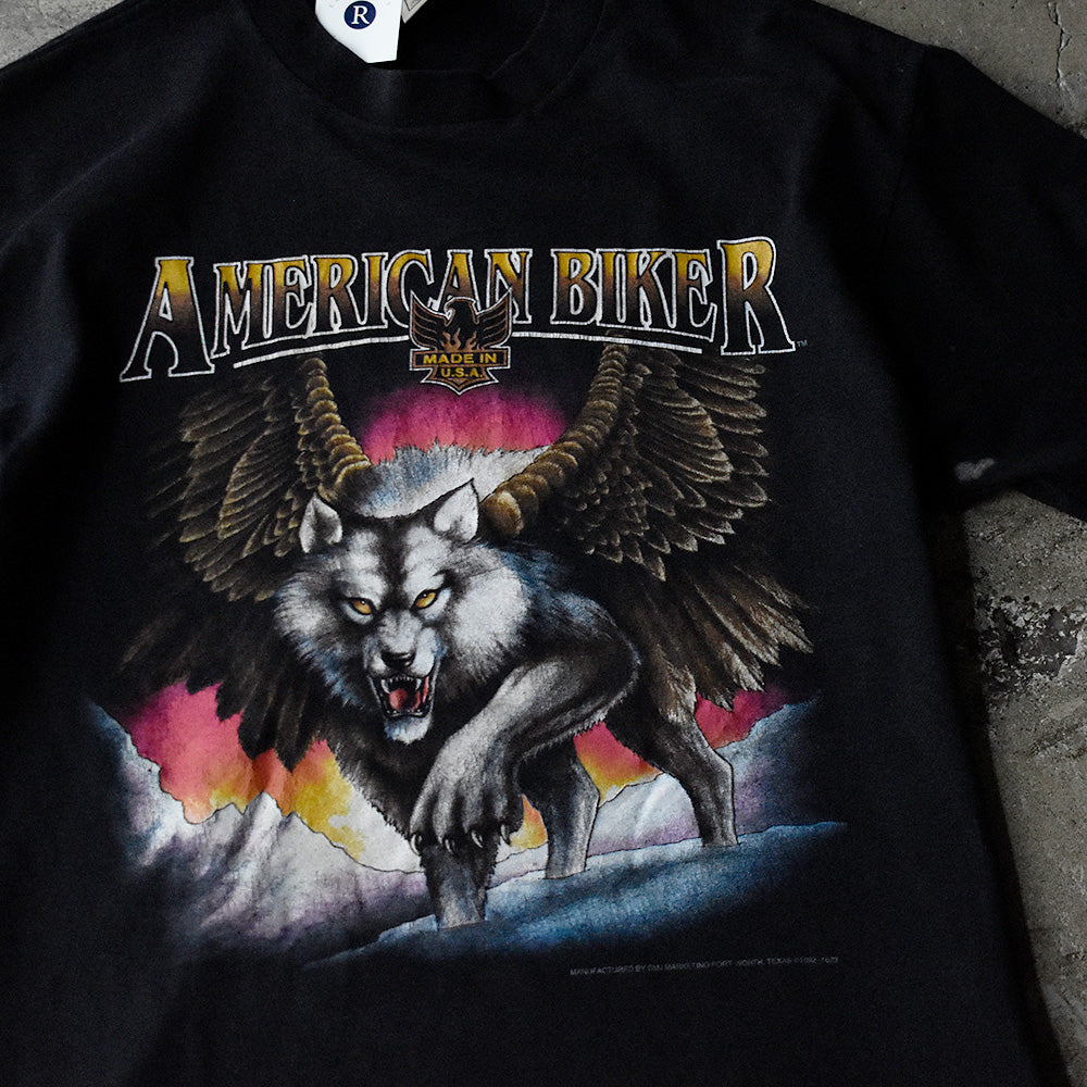 AMERICAN BIKER Wing Wolf ウルフ Tシャツ 1992年 USA製 ヴィンテージ
