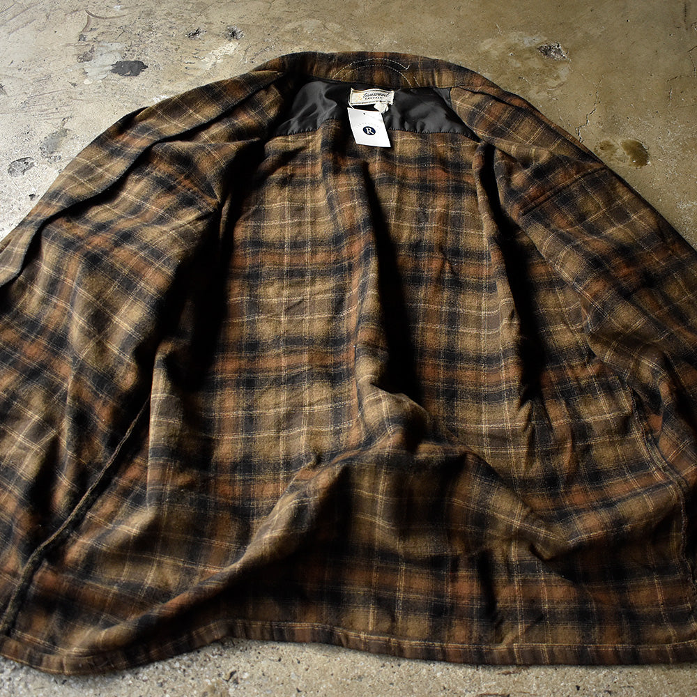 60's Stanwood CASUALS ブラウン×ブラック！ チェック柄 ウールシャツ 241108H