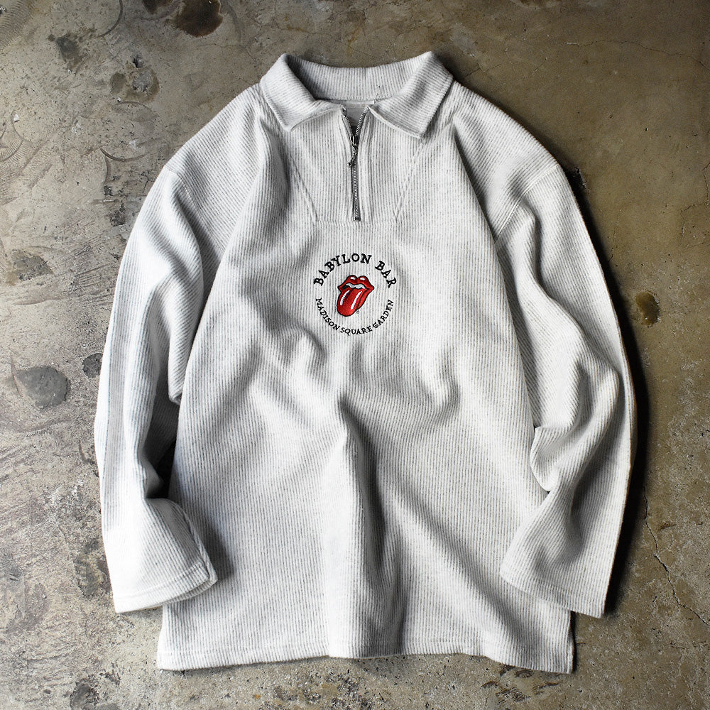 ローリング・ストーンズ babylon bar ハーフジップ プルオーバー スウェットシャツ 90年代 ロゴ刺繍 ヴィンテージ