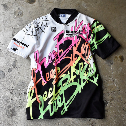 80's SMS santini / Bianchi スパイダーウェブ サイクリング シャツ イタリア製 240530H