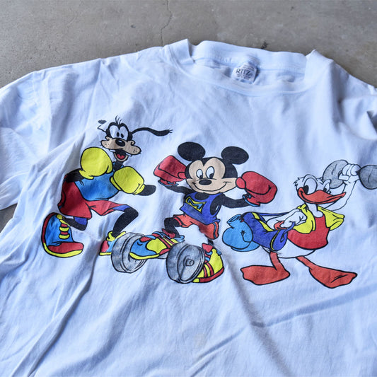 90’s Disney ”Mickey/goofy/Donald” キャラ Tシャツ 240426