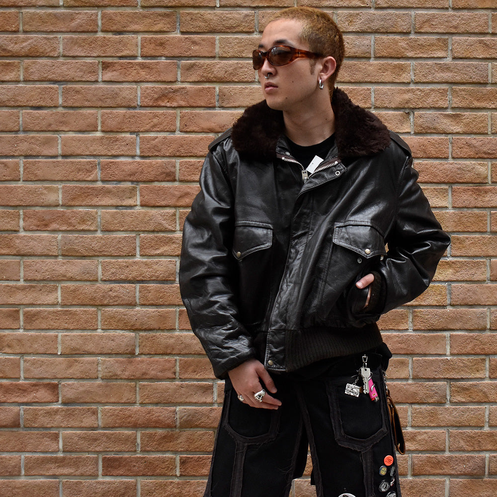 80's AMERICAN EAGLE G-1 type レザー フライトジャケット 241116H