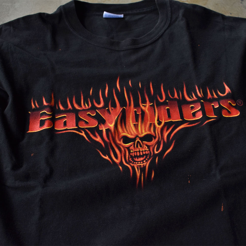 Y2K “Easyriders” 袖プリ ファイヤーパターン！ ロングスリーブ Tシャツ 231005
