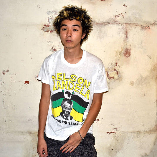 80’s Nelson Mandela “KEEP THE PRESSURE ON!” Tシャツ 250909H
