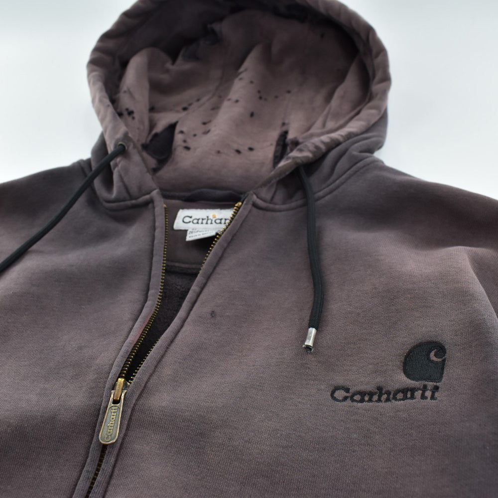 Y2K Carhartt 刺繍ロゴ "鬼フェード＆BORO" ジップパーカー  260616H