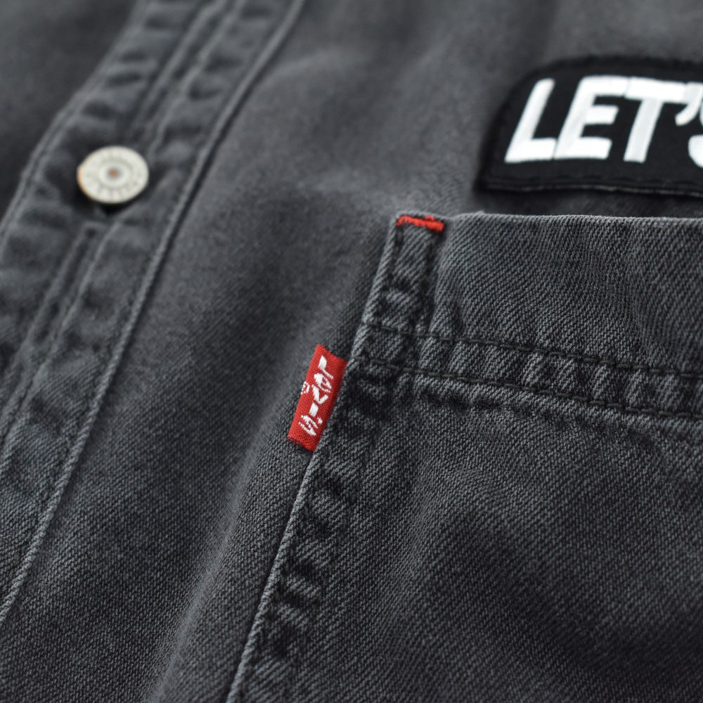 90's Levi's RED TAB "Rockers / LET'S ROLL" ワッペン ブラックデニムシャツ 260630H
