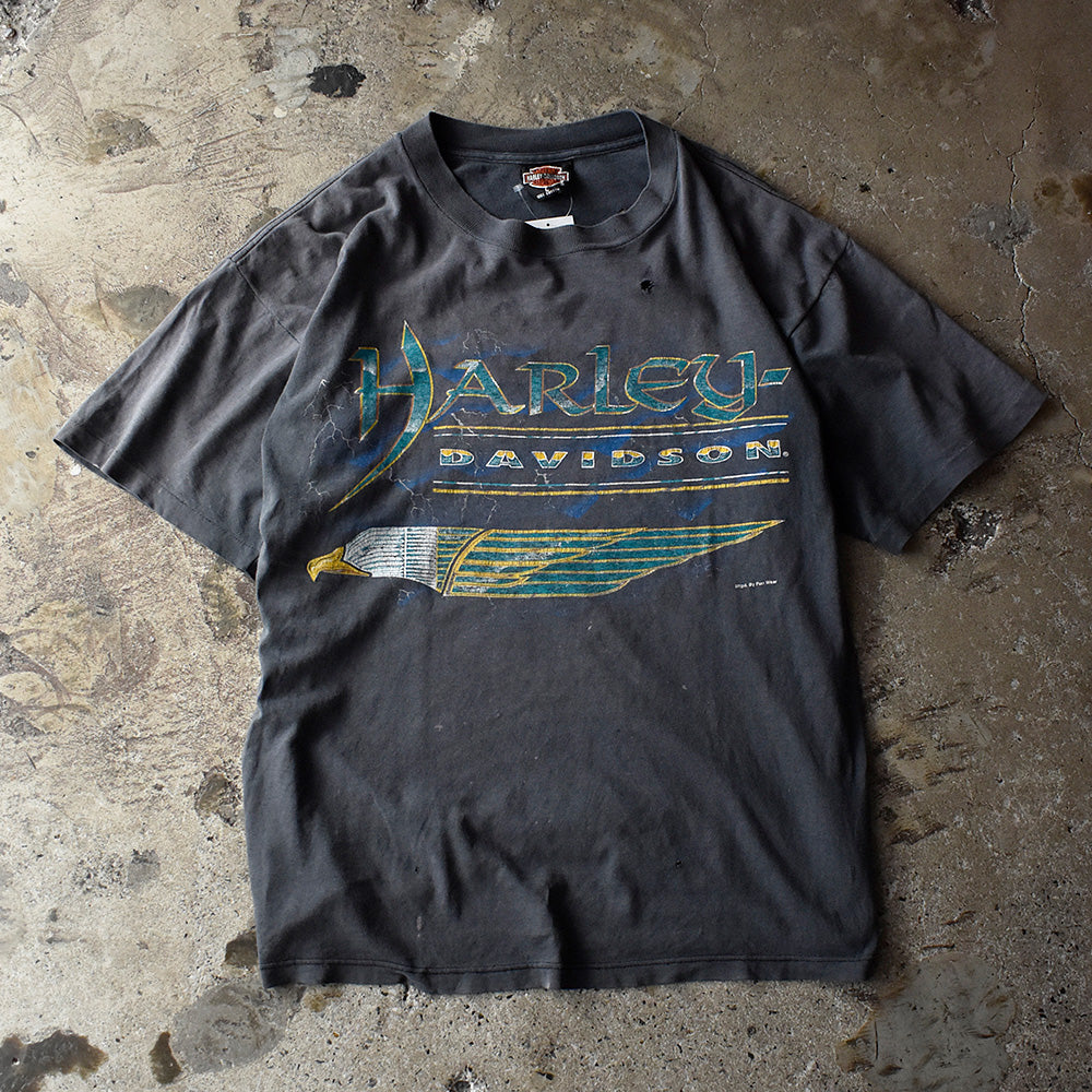 ハーレーダビッドソン イーグル ロゴ 両面プリント バイクTシャツ 90年代 USA製 ヴィンテージ