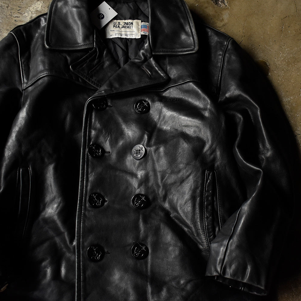 90's Schott U.S. 740N PEA JACKET オールレザー Pコート USA製 241110H