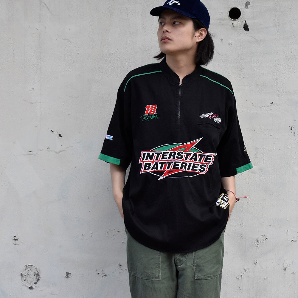 Y2K CHASE authentics コットン ハーフジップ レーシングシャツ 240623H