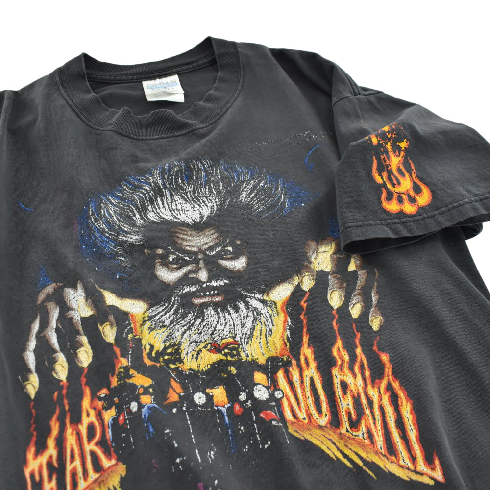 90's "FEAR NO EVIL" ファイヤーパターン バイカーTシャツ 260619H