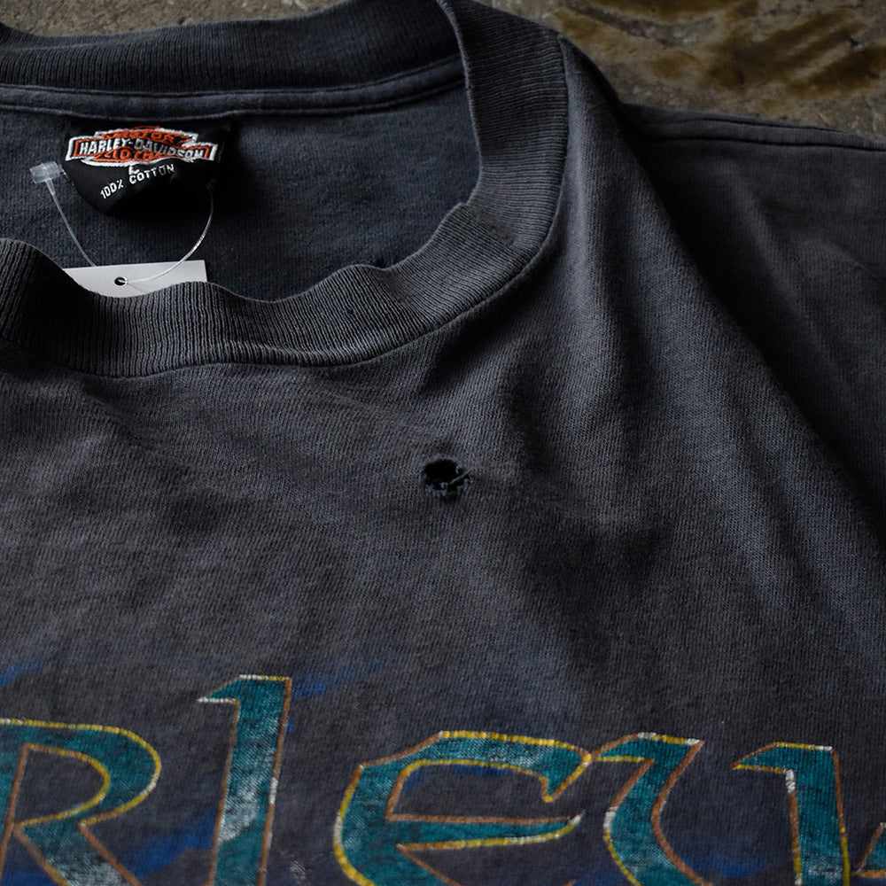 90's Harley-Davidson “イーグル×ロゴ” 両面プリント バイク Tシャツ USA製 250901H