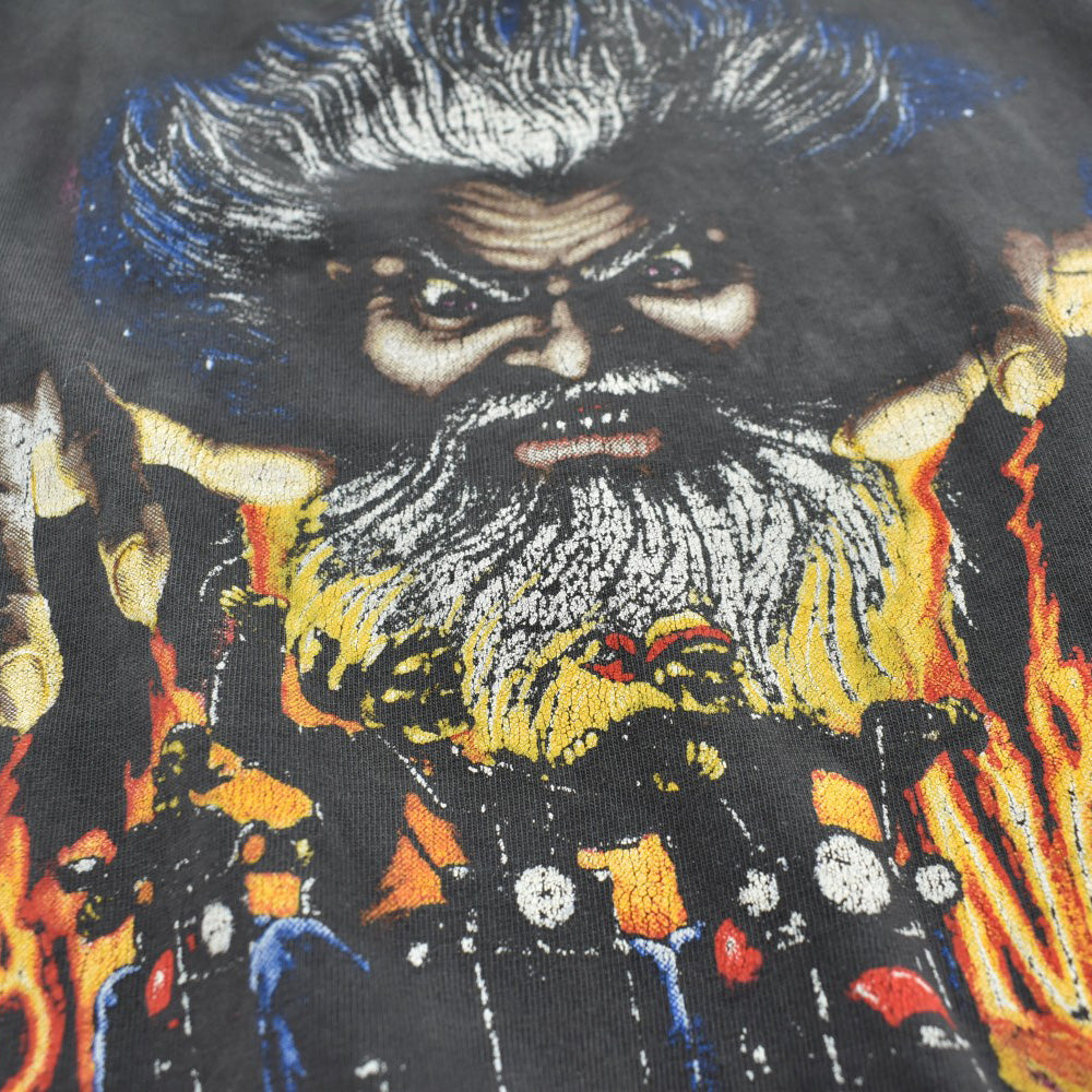 90's "FEAR NO EVIL" ファイヤーパターン バイカーTシャツ 260619H