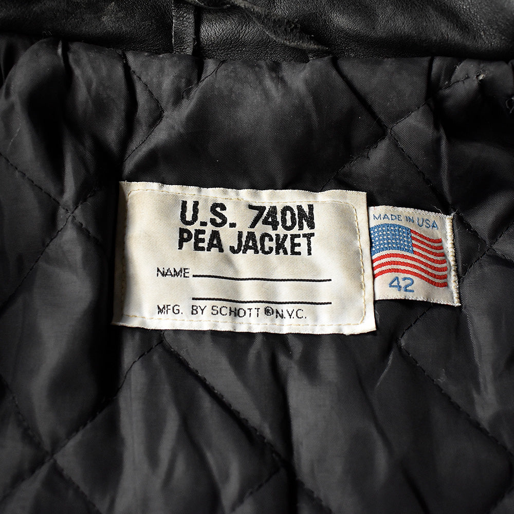 90's Schott U.S. 740N PEA JACKET オールレザー Pコート USA製 241110H