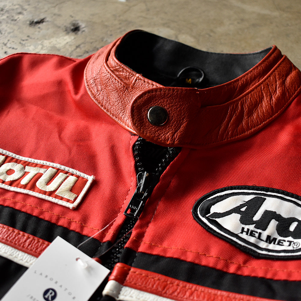 90's Real Leather “Lucky Strike” モーターサイクル レーシングジャケット 240314H