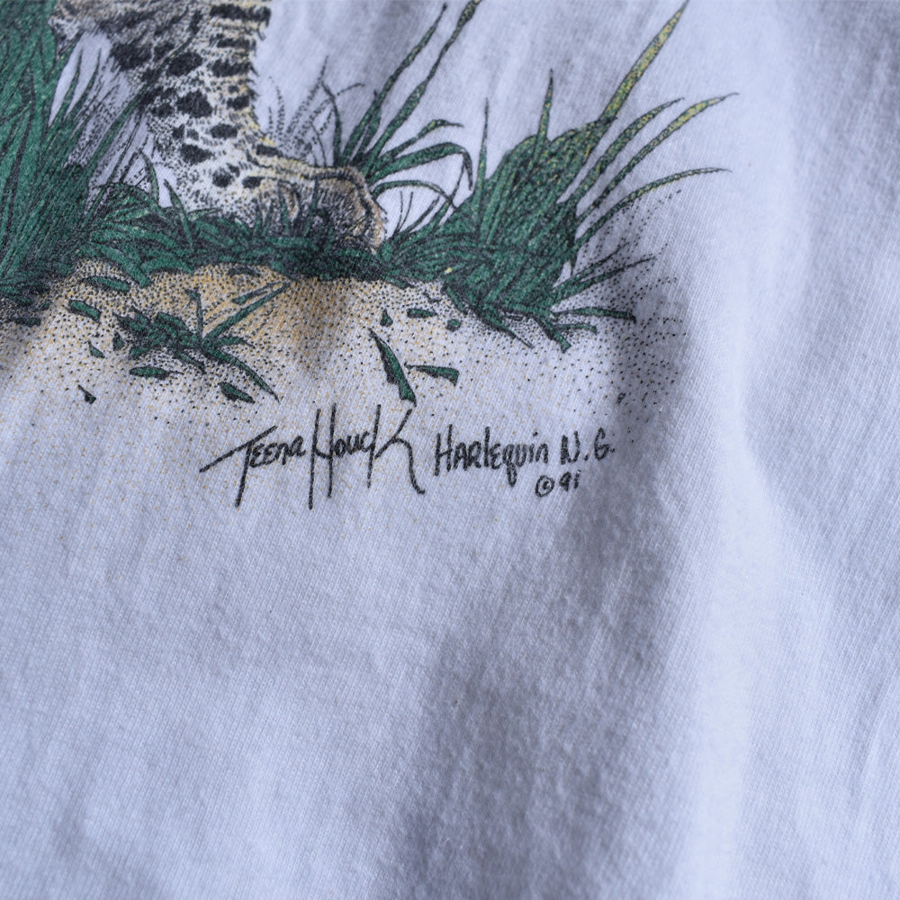 90’s　“animals” トラ 豹 ライオン アニマルプリントTシャツ　USA製　230913