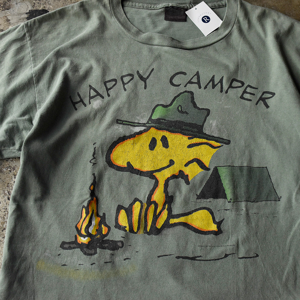 90's PEANUTS WOODSTOCK “HAPPY CAMPER” 海外アニメ キャラTシャツ USA製 250728H