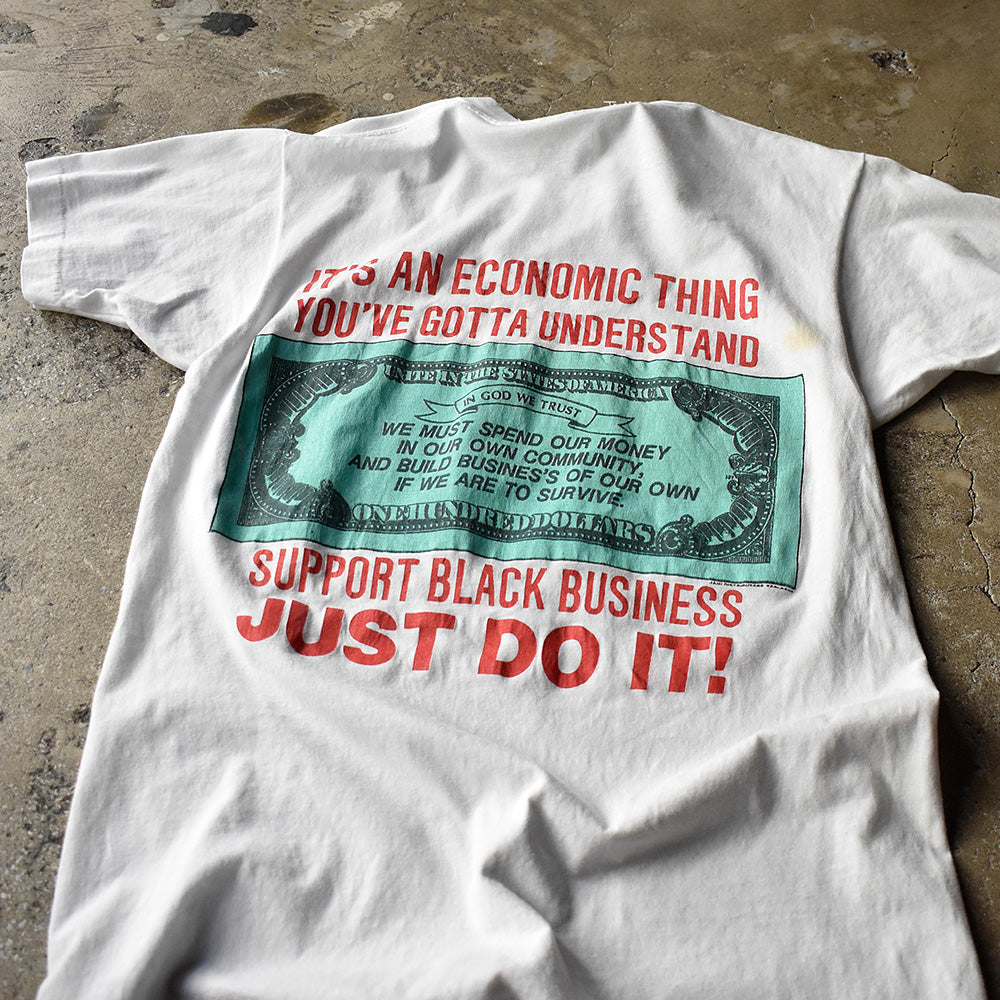 90's Malcolm X “The Black Dollar is a Terrible Thing to Waste” ドル札Tシャツ 240317H