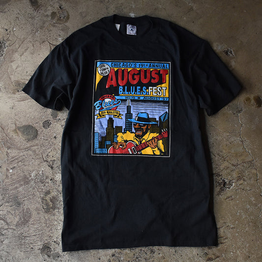 90's "AUGUST B.L.U.E.S FEST" ブルース フェス Tシャツ 230712H