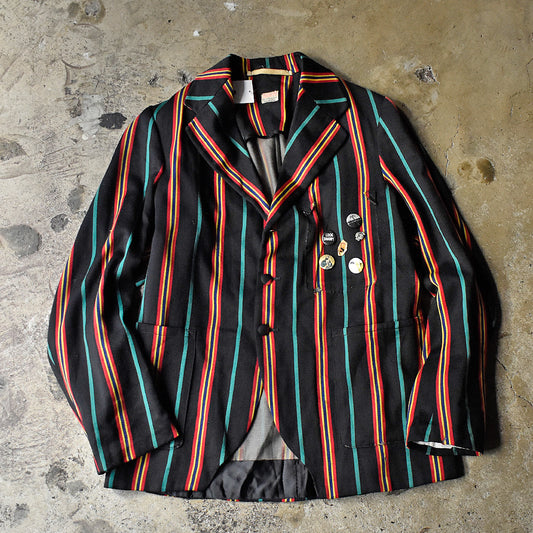 40's Bondonia バッジ付き! ストライプ柄 UKスクールジャケット 240105H