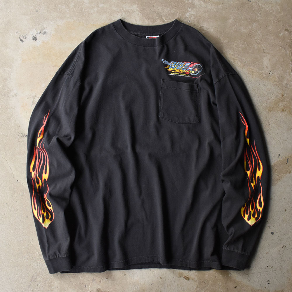 Y2K JENSEN ”BIKEWEEK 2002” ファイヤーパターン！ バイク Tシャツ USA製 250513