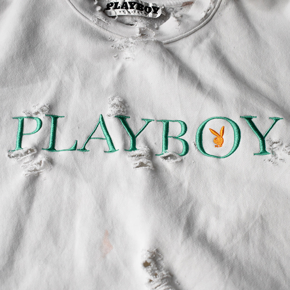 Y2K ボロ！ PLAYBOY 刺繍スウェット 240226H