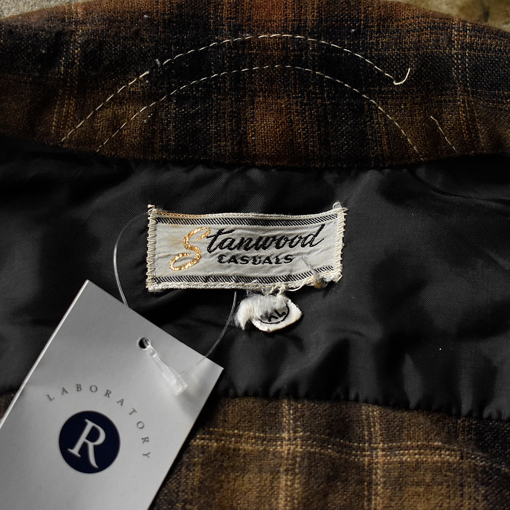 60's Stanwood CASUALS ブラウン×ブラック！ チェック柄 ウールシャツ 241108H