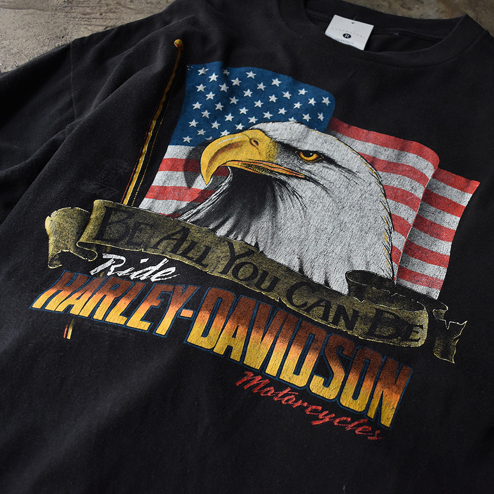 90s HARLEY DAVIDSON Tシャツ 星条旗 イーグル ビンテージTENDE - T