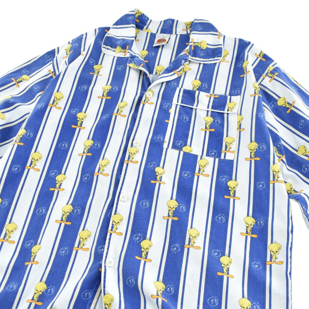 Y2K Looney Tunes "Tweety" ストライプ パジャマシャツ 260714H
