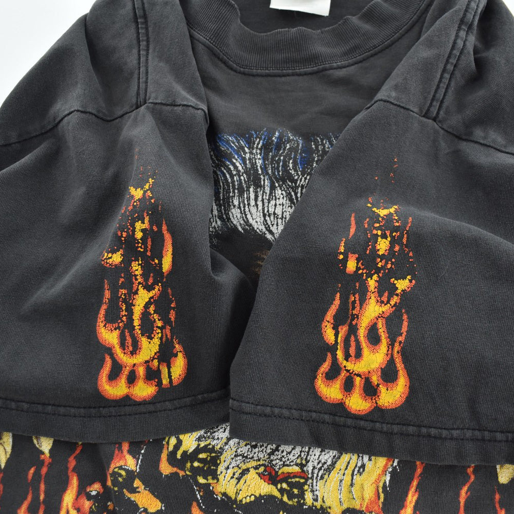 90's "FEAR NO EVIL" ファイヤーパターン バイカーTシャツ 260619H
