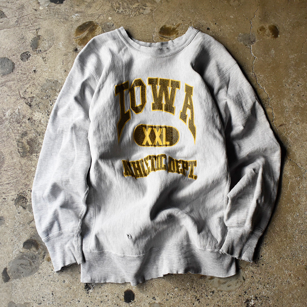 チャンピオン リバースウィーブ IOWA 3段プリント スウェット 1980年 グレー USA製 ヴィンテージ