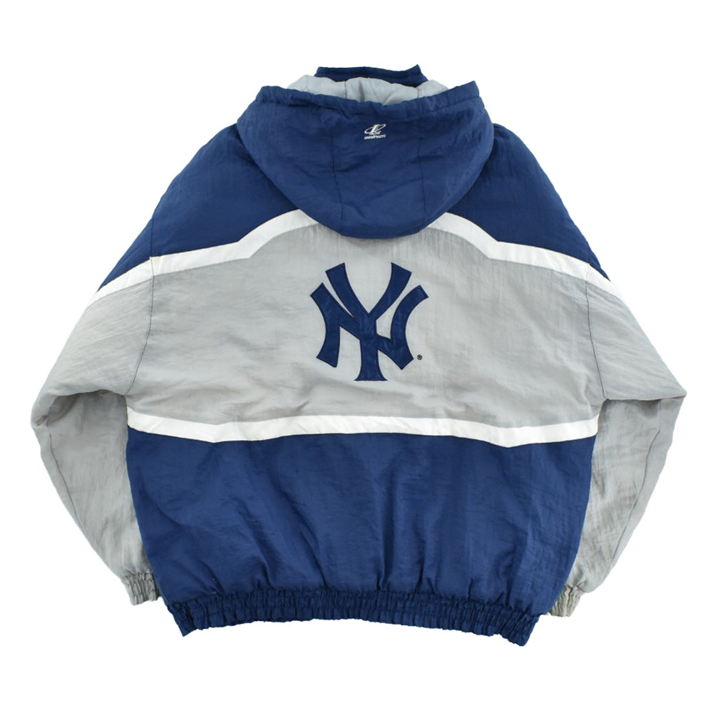 90’s Logo Athletic MLB "New York Yankees" 中綿 ナイロンジャケット フード付き 261023H
