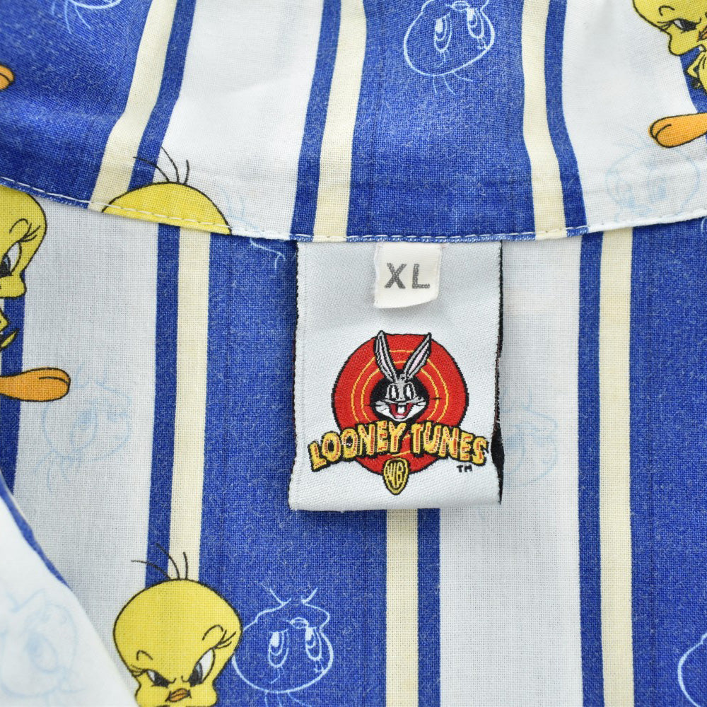 Y2K Looney Tunes "Tweety" ストライプ パジャマシャツ 260714H