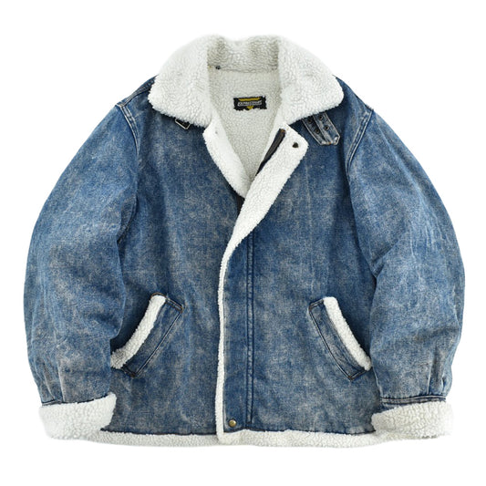 80’s Expressions エクスプレッションズ B-3タイプ デニムボアジャケット ケミカルウォッシュ ブルー ホワイト ボア フライトジャケット