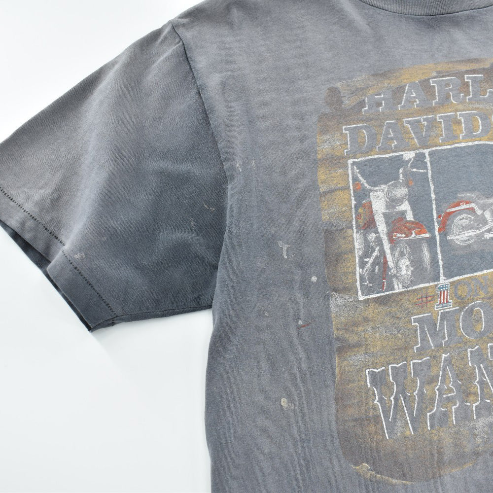 80's HARLEY-DAVIDSON "No.1 On The Most Wanted"  鬼フェード ハーレーT 260623H