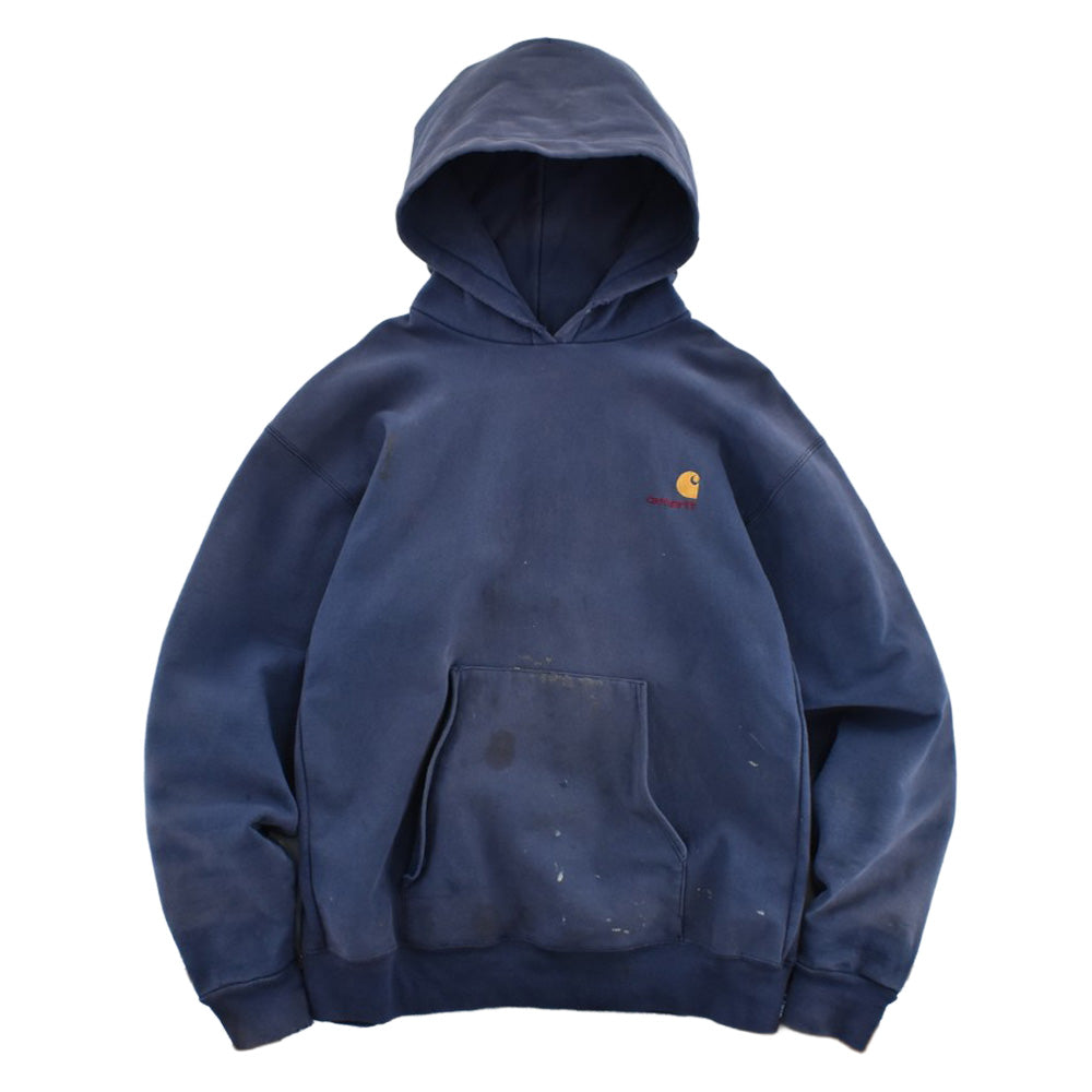 90's Carhartt 刺繍ロゴ ナス紺 スウェットパーカー 260828H