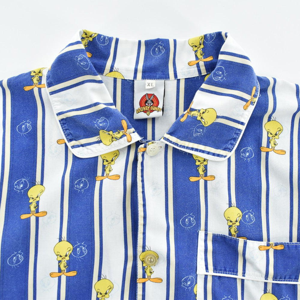 Y2K Looney Tunes "Tweety" ストライプ パジャマシャツ 260714H