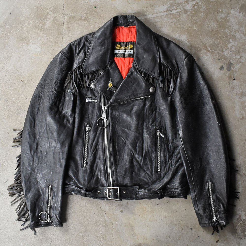 70's Mascot レザー フリンジ ライダースジャケット TRIUMPHピンズ
