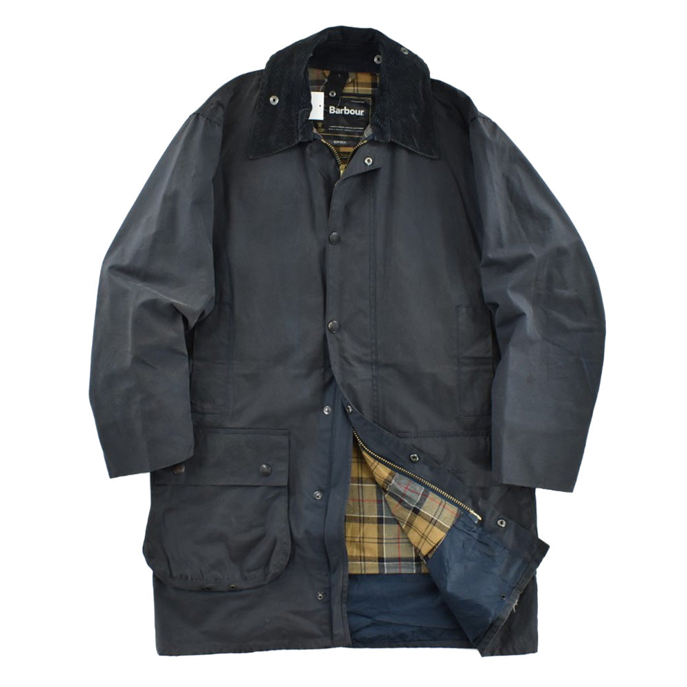 Barbour BORDER 3ワラント オイルドジャケット ネイビー コーデュロイ襟 タータン裏地 イングランド製