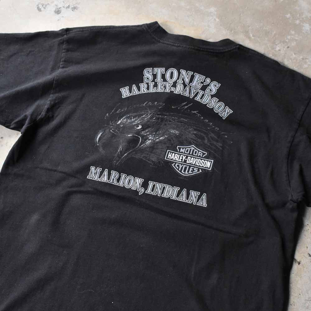 Harley Davidson “MARION, INDIANA” イーグル 両面プリント Tシャツ USA製 240928