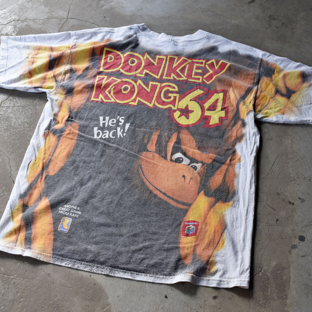 90's 激レア！ Nintendo "Donkey Kong 64" AOP ゲーム Tシャツ 240309
