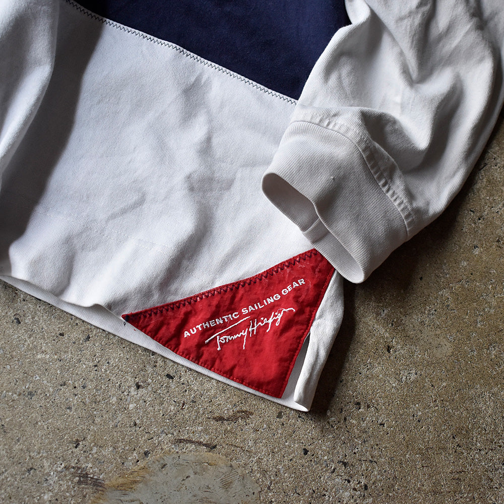 90's TOMMY HILFIGER “SALING GEAR” チンスト付き ハーフジップ ラガーシャツ 240526H