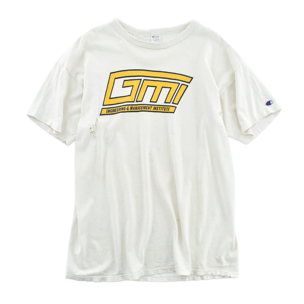 80's Champion "GMI" 染み込みプリント ボロ カレッジTシャツ USA製 260918H